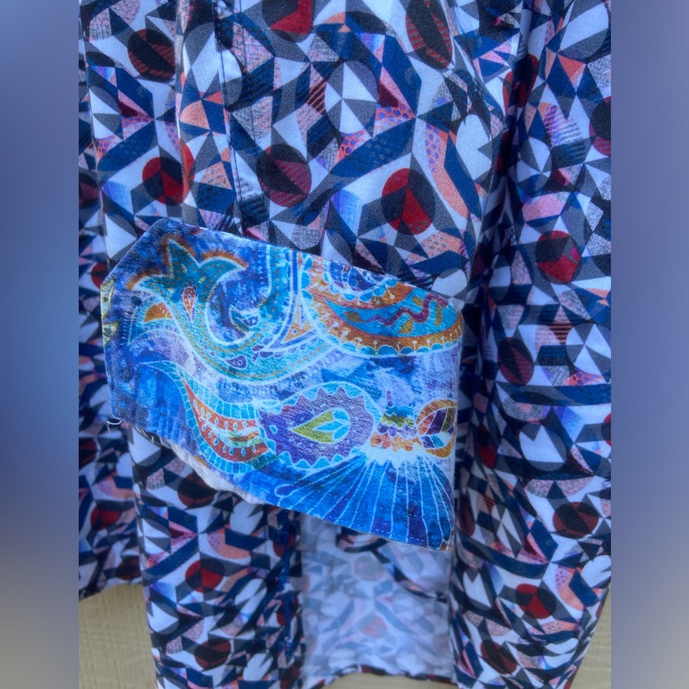 Robert Graham Faro Kaleidoscope Long Sleeve Shirt Paisley Flip Cuff Button Front - Picture 11 of 12